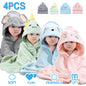 Soft Absorbent Hooded Bath Towel for Newborns Toddlers Kids 32x32 4Pcs Set
