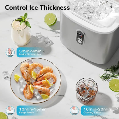 Countertop Ice Maker Machine Self-Cleaning with Basket Scoop 30lbs/24Hrs, 3 Ice Cube Settings, 16Pcs/13 Mins