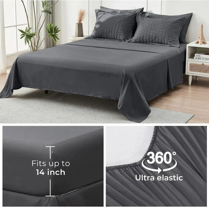 Seersucker Queen Bedding Comforter Set 7 Pieces
