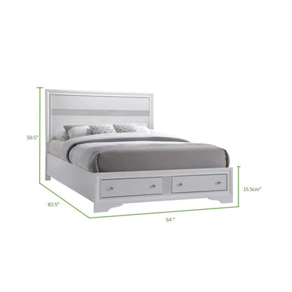 Traditional Wood Queen Bedroom Set White 5 Pieces