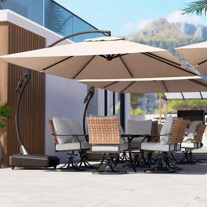 Outdoor Aluminum Cantilever Rectangle Offset Umbrella with Base 10x13 Ft