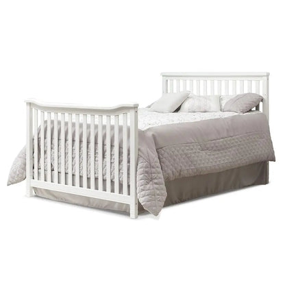 3-Piece Nursery Set: 4-in-1 Convertible Crib, Dresser, Changing Table with Hamper - Non-Toxic White Wooden Finish
