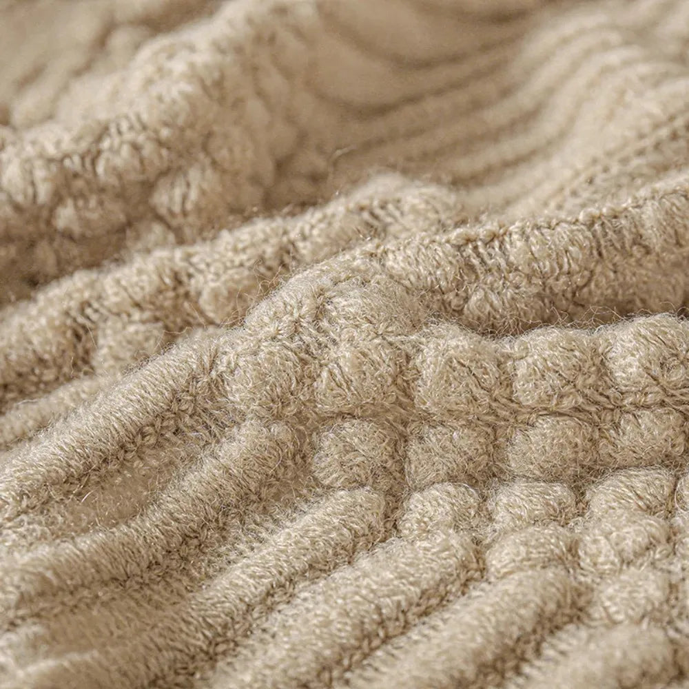 Oversized Vintage Farmhouse Knitted Throw Blanket with Tassels