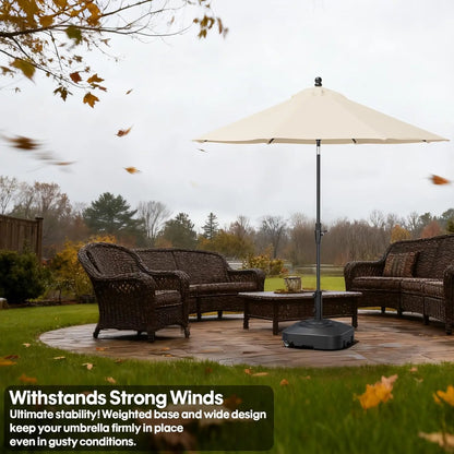 Heavy Duty 5-Wheel Patio Umbrella Base 145lb Fillable Holder Fits Multiple Sizes