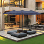 Large Double Sided Outdoor Rectangular Patio Umbrella Base Included Crank Handle 15 Ft