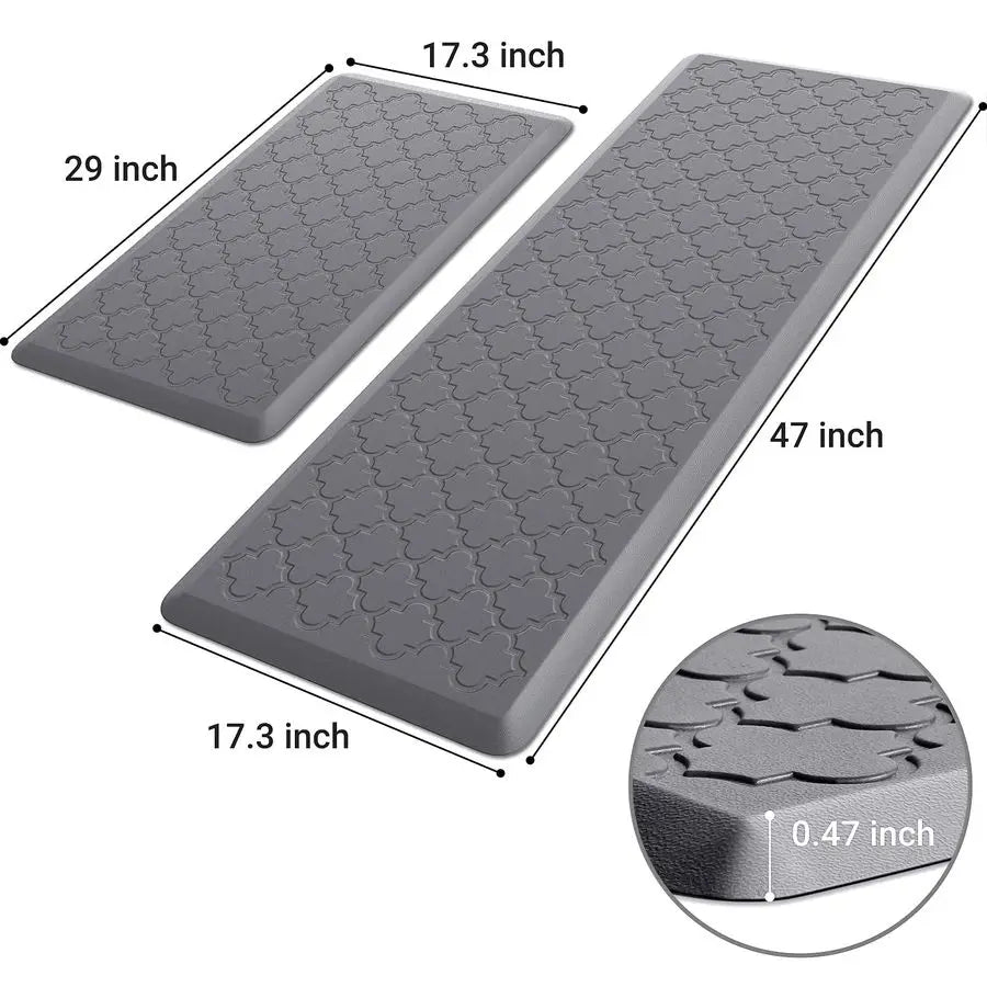 Cushioned Ergonomic Anti Fatigue Standing Floor Mat Waterproof Non-Skid Comfort Foam 2 Piece