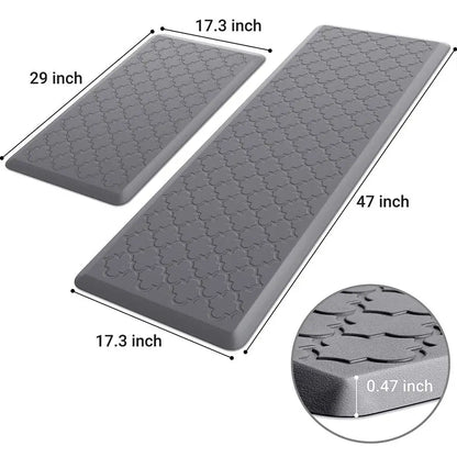 Cushioned Ergonomic Anti Fatigue Standing Floor Mat Waterproof Non-Skid Comfort Foam 2 Piece