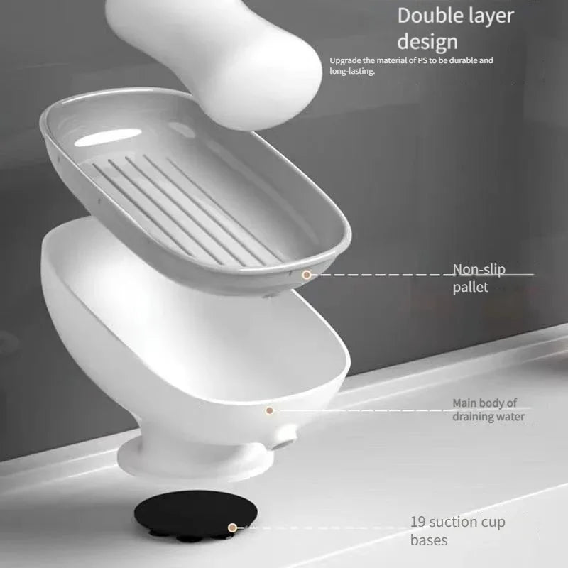 Soap Storage Box Uncovered  Double-Layer Drainage Plate Detachable