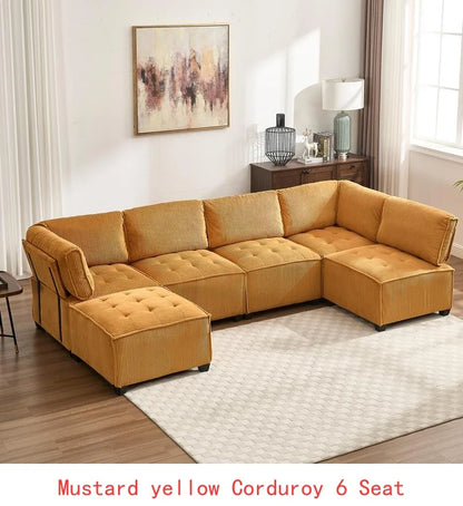 Modular Sectional Sofa U-Shaped Couch with Reversible Chaise 6-Seat Convertible Design