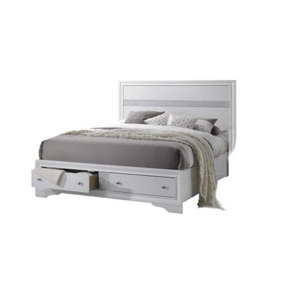 Traditional Wood Queen Bedroom Set White 5 Pieces