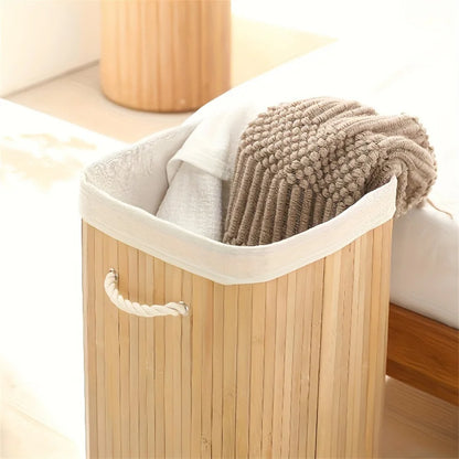 Bamboo Foldable Storage Basket Large Capacity for Bedroom Bathroom Laundry Room Organizing Toys Clothes