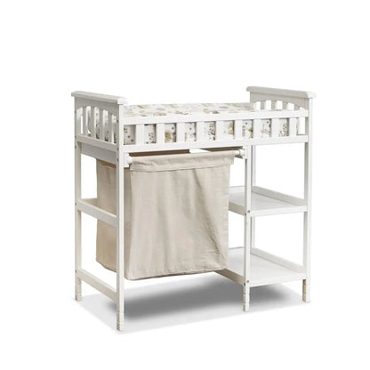 3-Piece Nursery Set: 4-in-1 Convertible Crib, Dresser, Changing Table with Hamper - Non-Toxic White Wooden Finish