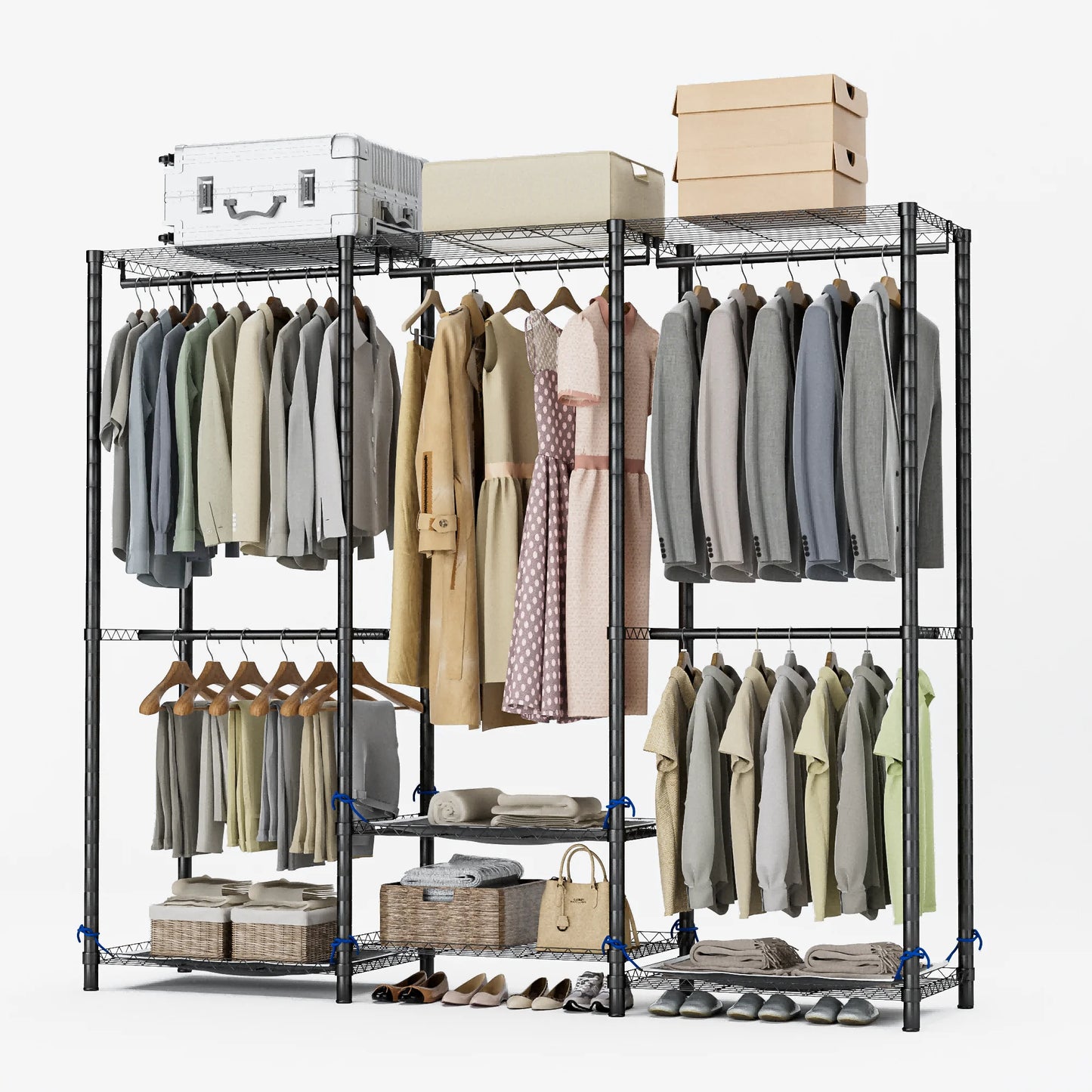 Portable Freestanding Heavy Duty Hanging Wardrobe Storage Organizer