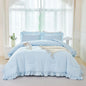 Ruffled Farmhouse Light Blue Twin Comforter Set Girls Bed in A Bag Solid Boho Bedding 5 Pieces
