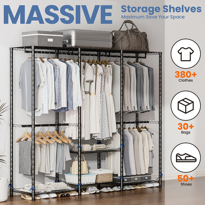 Portable Freestanding Heavy Duty Hanging Wardrobe Storage Organizer