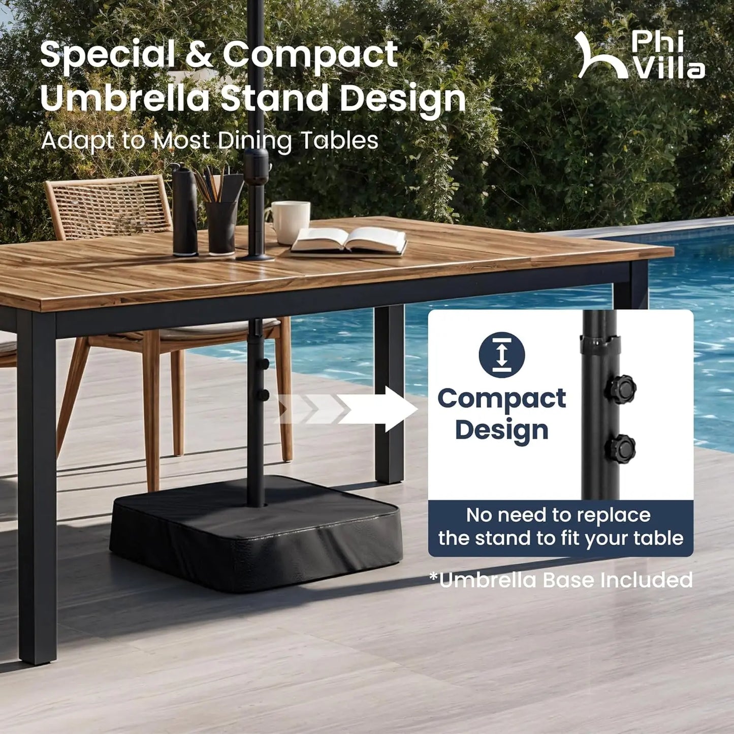 15FT Large Double-Sided 2-Tier Rectangular Outdoor Patio Umbrella Base & Stand Included