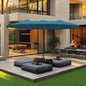 Large Double Sided Outdoor Rectangular Patio Umbrella Base Included Crank Handle 15 Ft