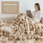 Faux Rabbit Fleece Throw Blanket for Bedroom Living Room
