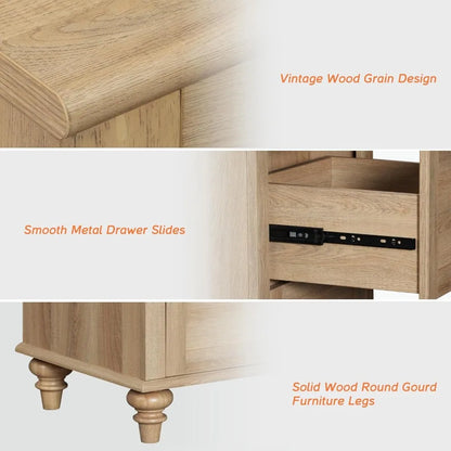 Rustic Wooden Farmhouse Coffee Table with Storage Cabinet
