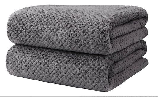 Ultra Soft Microfiber Highly Absorbent Bath Towels Lightweight Quick Drying 27x54" 2 Pack