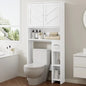 Over the Toilet Bathroom Storage Cabinet with Toilet Paper Holder Stand Freestanding Cabinet Space Saver