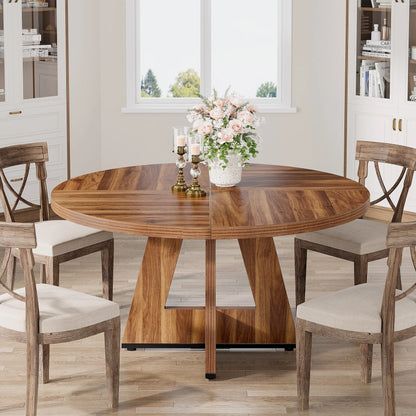 Small Round Farmhouse Dining Table 47" Seats 4