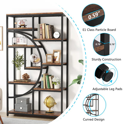 Tribesigns Industrial 5 Tier Freestanding Etagere Bookcase Bookshelf Display Storage Organizer