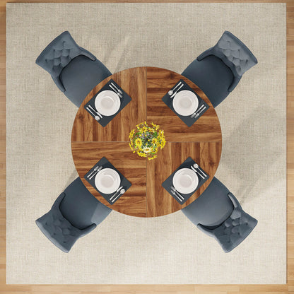 Small Round Farmhouse Dining Table 47" Seats 4