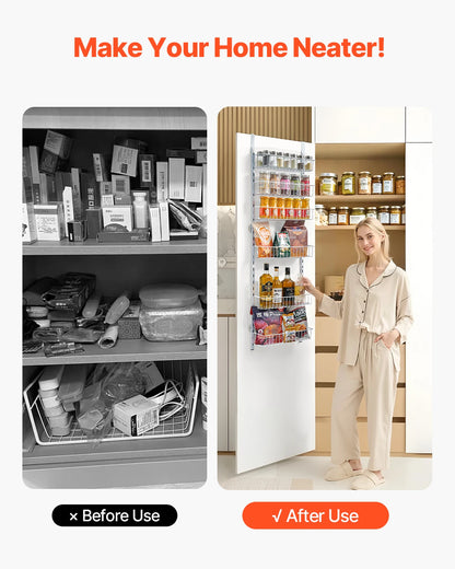 VEVOR 6/8/9/10 Tier Over the Door Hanging Pantry Spice Rack Organizer Heavy-Duty Steel Adjustable