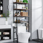 4-Tier Over the Toilet Bathroom Storage Shelf Waterproof Feet Pad and Basket