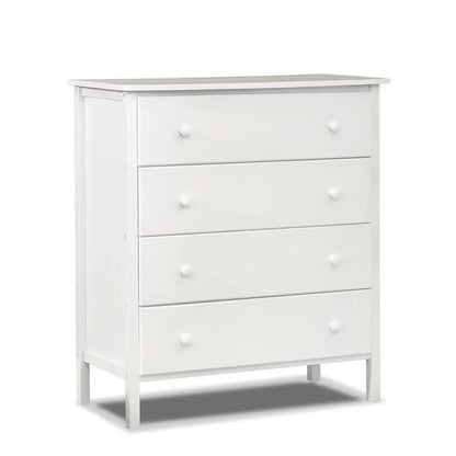 3-Piece Nursery Set: 4-in-1 Convertible Crib, Dresser, Changing Table with Hamper - Non-Toxic White Wooden Finish