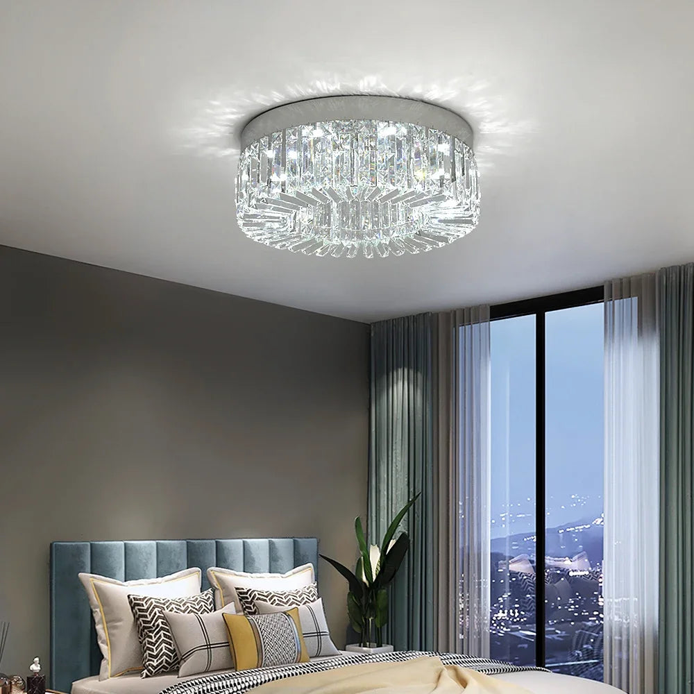 Gold Luxury Crystal Chandelier Ceiling LED Lights 40 50cm Diameter