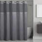 Hookless Waffle Shower Curtain Set with Sheer Window Snap-In Liner Built-In Rings, 71x74 Inches, Frost Grey
