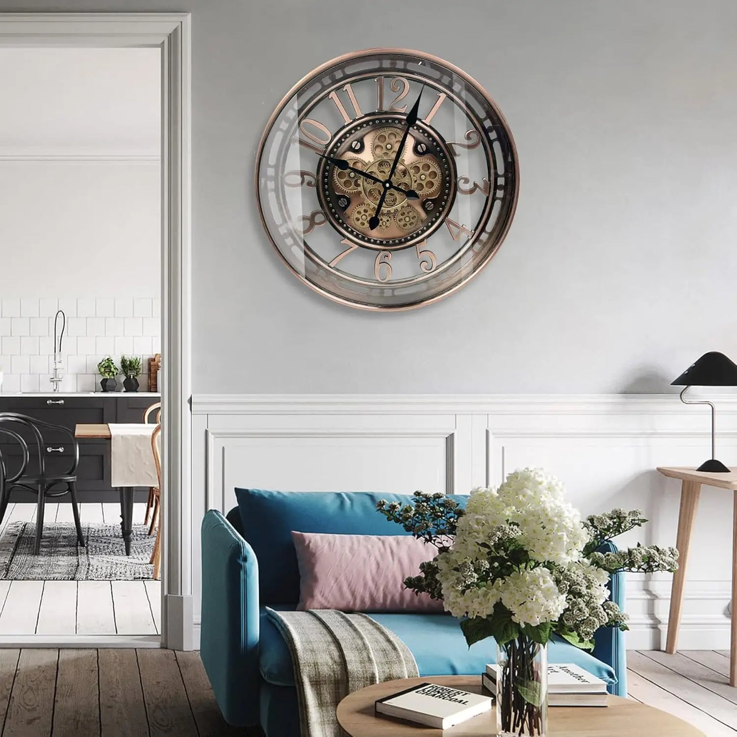 Large Metal Industrial Steampunk Unique Vintage Rustic Real Moving Gears Wall Clock