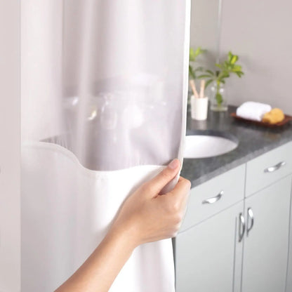 Hookless Waffle Shower Curtain Set with Sheer Window Snap-In Liner Built-In Rings, 71x74 Inches, Frost Grey