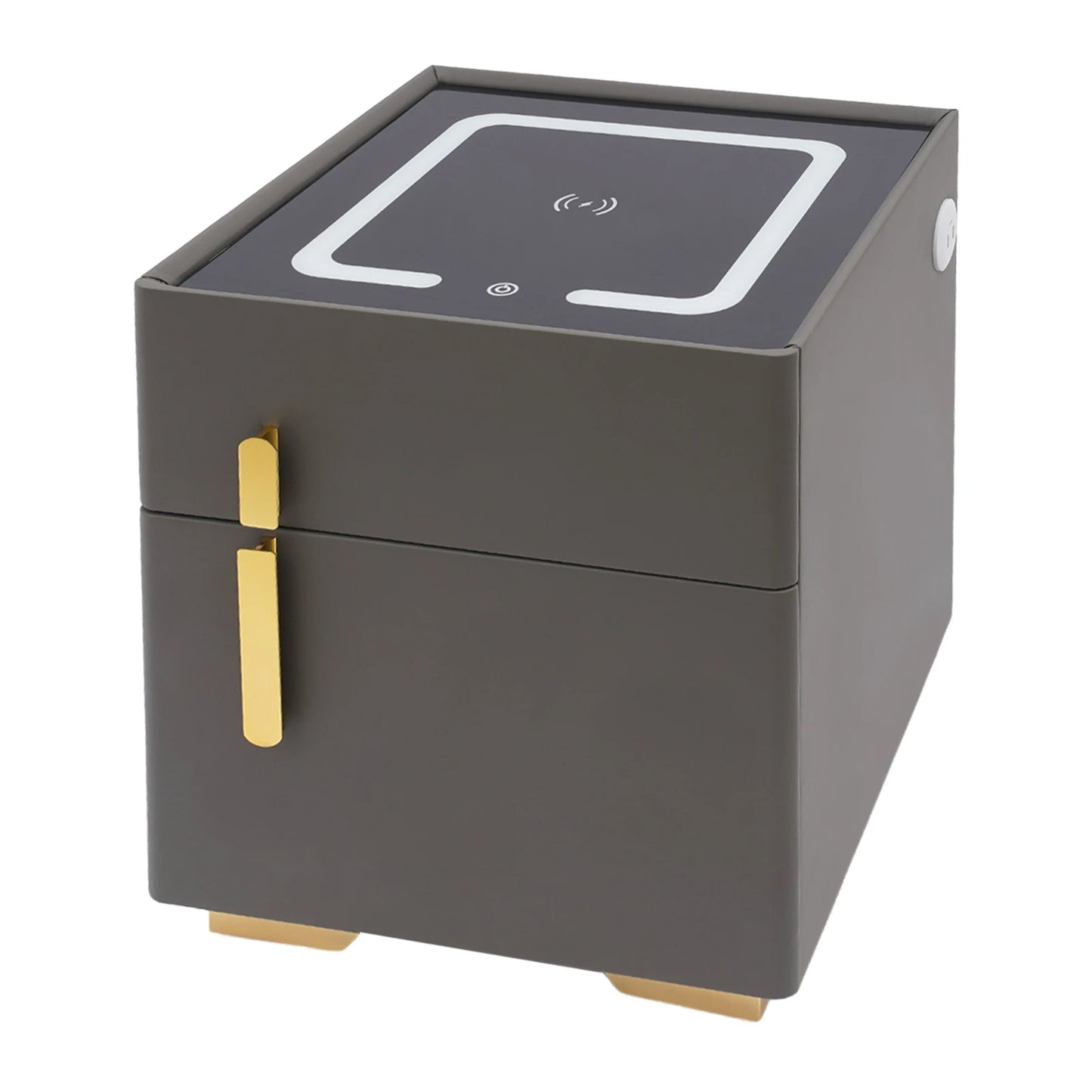 Solid Wood LED Smart Nightstand w/ Drawer (2), Safe, Wireless Charging