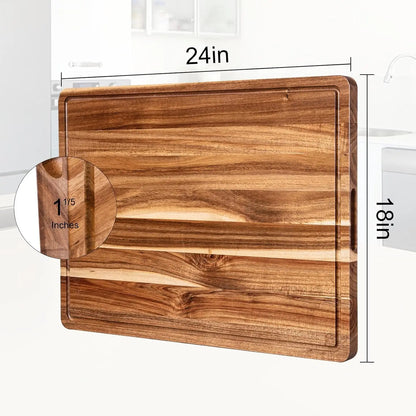 Extra Large Reversible Wood Cutting Board Butcher Block Juice Groove 24 x 18 x1.2"