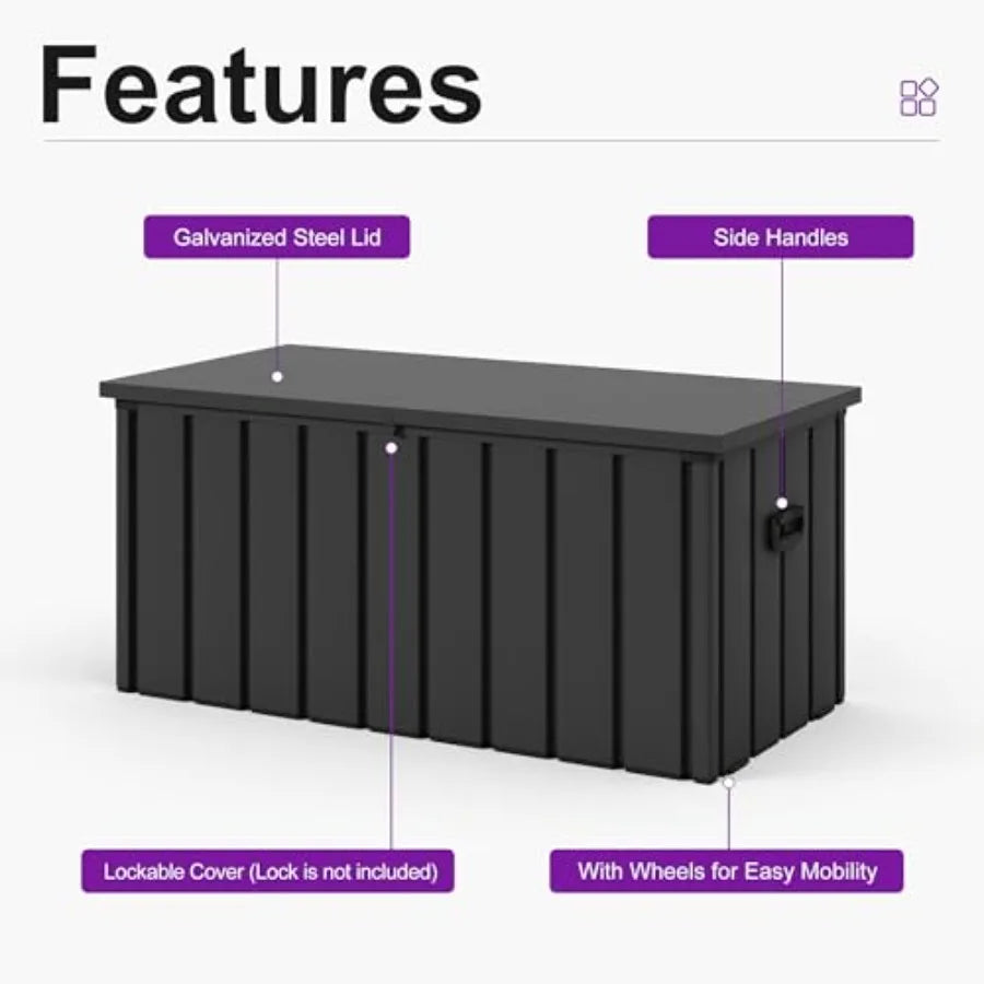 Waterproof Outdoor Lockable Deck Storage Box  with Lid 100 Gallon