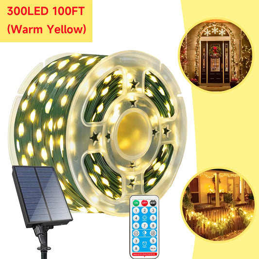 Outdoor Solar String Lights Decorative Waterproof Christmas Lights 240 Lights 100Ft