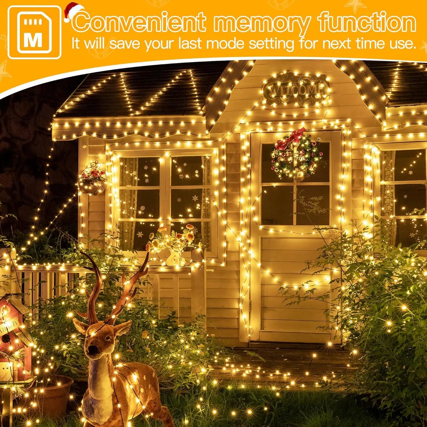 Outdoor Solar String Lights Decorative Waterproof Christmas Lights 240 Lights 100Ft