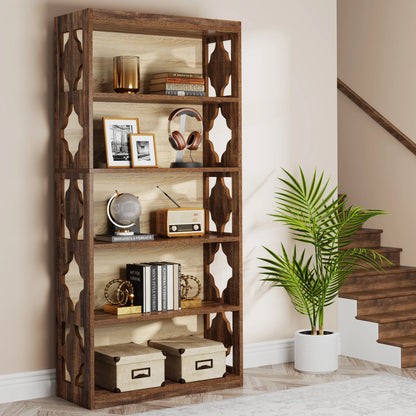 Industrial 6-Tier 5 Shelf Display Storage Floor Standing Bookcase 71"