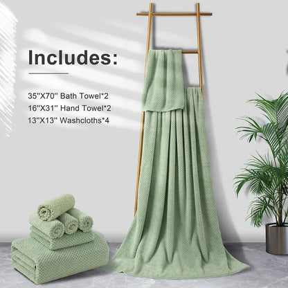 Ultra Soft Highly Absorbent Quick Dry Polyester Bath Towel Set 2 Extra Large Bath Towels 2 Hand Towels 4 Washcloths