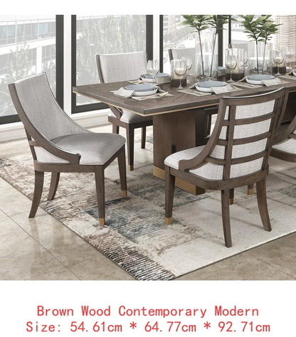 Modern Extension Table Dining Set 8 Armchairs Upholstered Gold Tipping 9-Piece