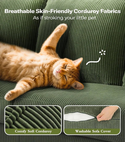 87in Corduroy Kidirect Sofa No Tool Assembly 21in Deeper Seats