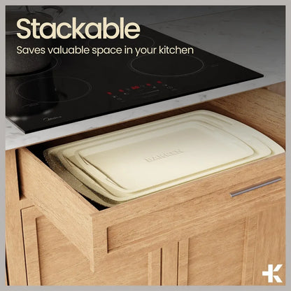 6-Piece Stackable Bakeware Set - Non-Stick Carbon Steel Baking Pans for Professional & Home Cooking