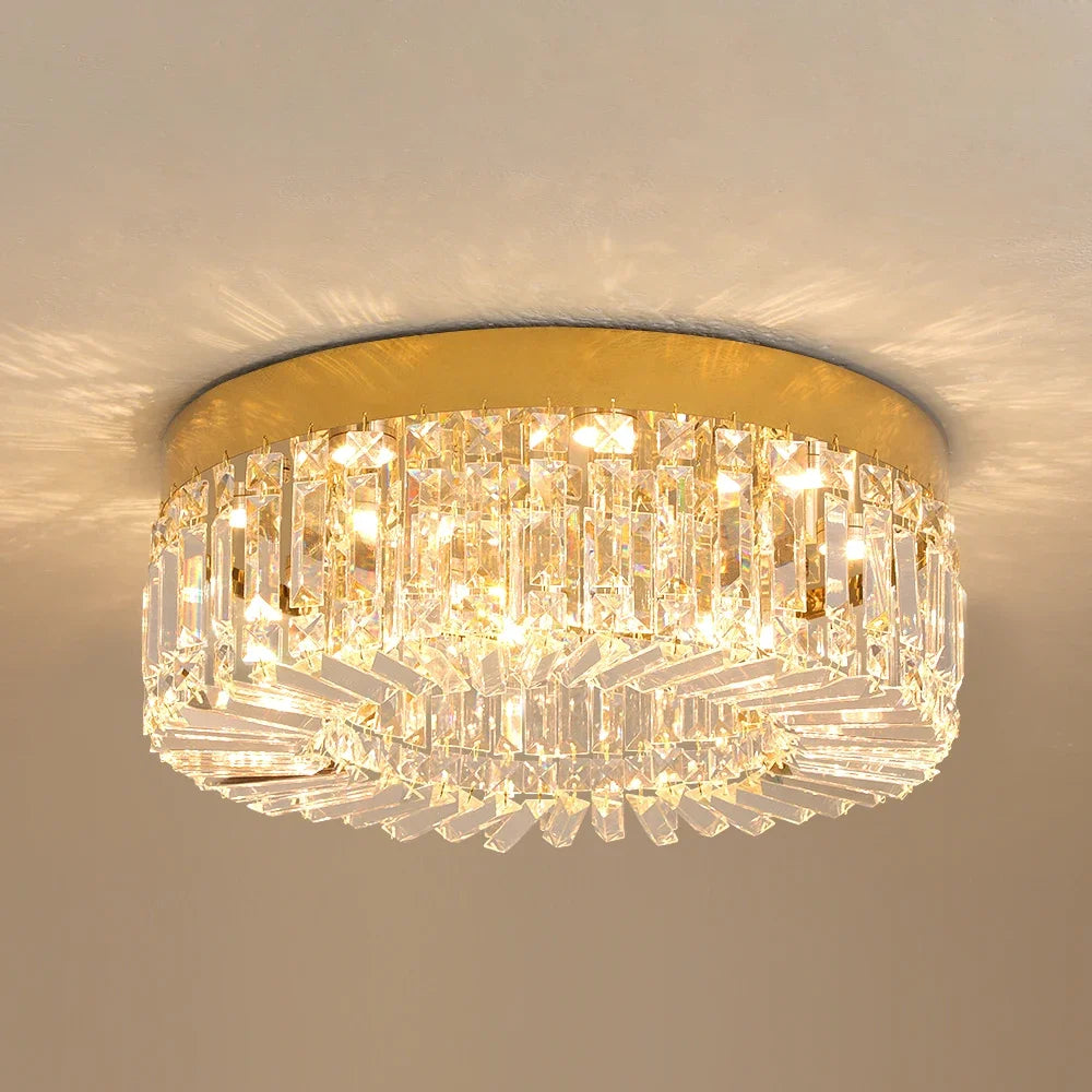 Gold Luxury Crystal Chandelier Ceiling LED Lights 40 50cm Diameter