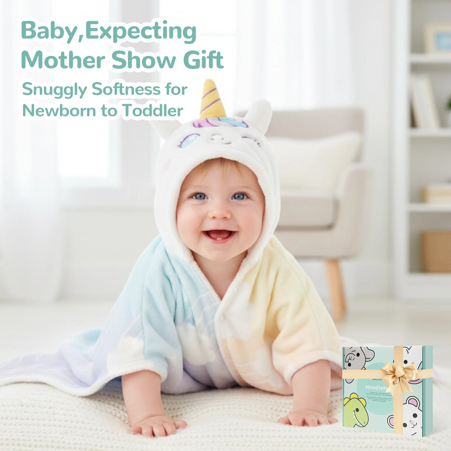 Baby Towels Ultra Soft Absorbent Coral Fleece Bath Hooded for Newborn Infant Toddler