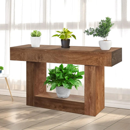 63-Inch Long Rustic Farmhouse Style Wood Console Entryway Table