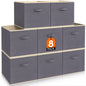 11/13 Inch Foldable Fabric Cube Storage Bins with Handles for Shelves Closet Home Organization 8 Pack