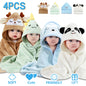 Soft Absorbent Hooded Bath Towel for Newborns Toddlers Kids 32x32 4Pcs Set